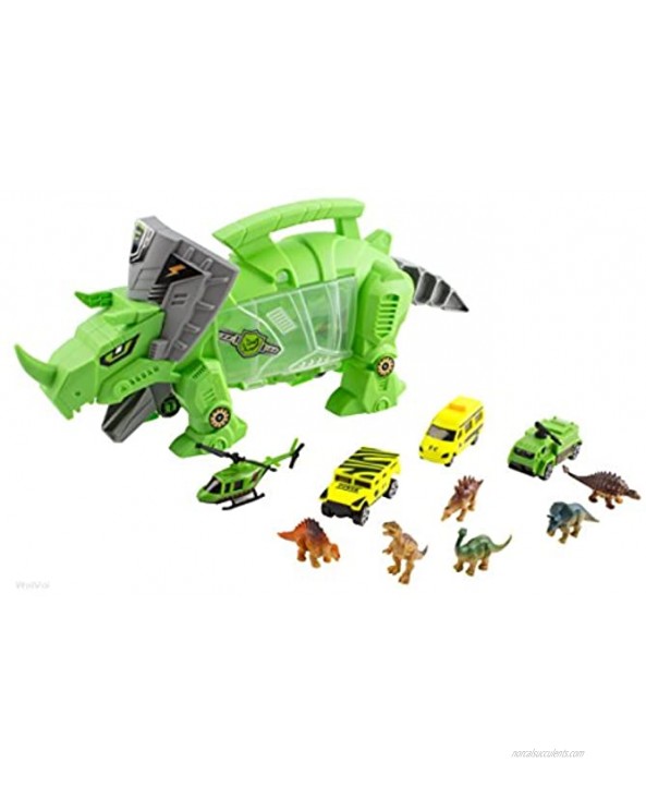 WolVolk Perfect Dinosaur Storage Carrier for Your Dinosaurs and Cars includes mini dinosaurs and car toys