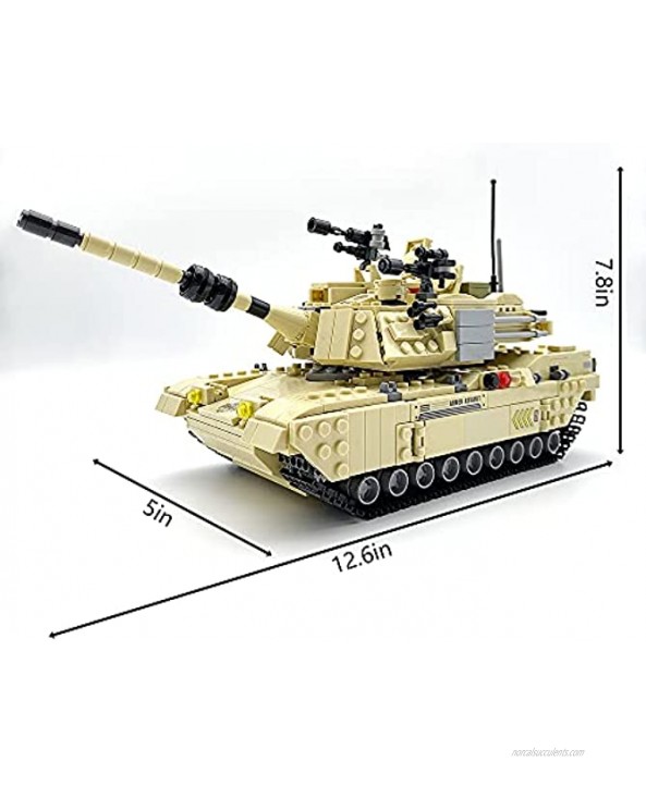 dOvOb Armed Tanks Building Block923 PCS,WW2 Military M1A2 Abrams Tank Model with 6 Soldier Figures,Toys Gifts for Kid and Adult