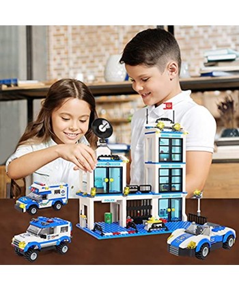 Exercise N Play City Police Station Building Kit Police Car Toy City Police Sets with Escort Car Prison Van Cruiser Best Learning & Roleplay STEM Toys Gift for Boys and Girls 6-12 818 Pieces