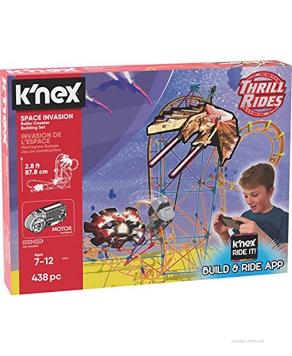 K'NEX Thrill Rides – Space Invasion Roller Coaster Building Set with Ride It! App – 438Piece – Ages 7+ Building Set.