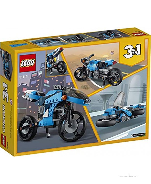 LEGO Creator 3in1 Superbike 31114 Toy Motorcycle Building Kit; Makes a Great Gift for Kids Who Love Motorbikes and Creative Building New 2021 236 Pieces
