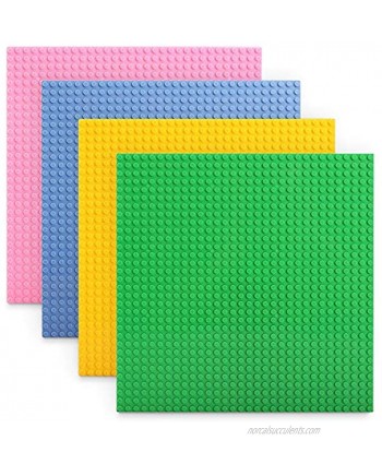 Lekebaby Classic Baseplates for Building Bricks 100% Compatible with Major Brands Building Base Accessory for Kids and Adults 10" x 10" Pack of 4 Macaron