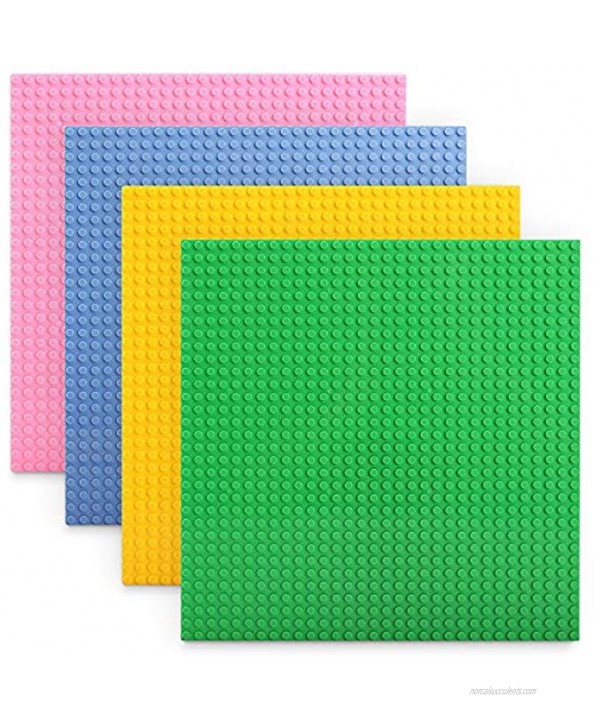 Lekebaby Classic Baseplates for Building Bricks 100% Compatible with Major Brands Building Base Accessory for Kids and Adults 10 x 10 Pack of 4 Macaron