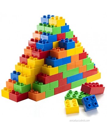 Prextex 50 Piece Classic Big Building Bricks Large Toy Blocks STEM Toy Bricks Set Compatible with All Major Brands Perfect Beginner Pack or Bricks Refill Set for All Ages