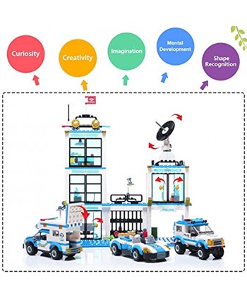 Rescue City Police Station Building Blocks Set | City Police Toy Bricks Kit with Emergency Police Patrol Cars and Vehicles | Storage Box with Lid for Kids