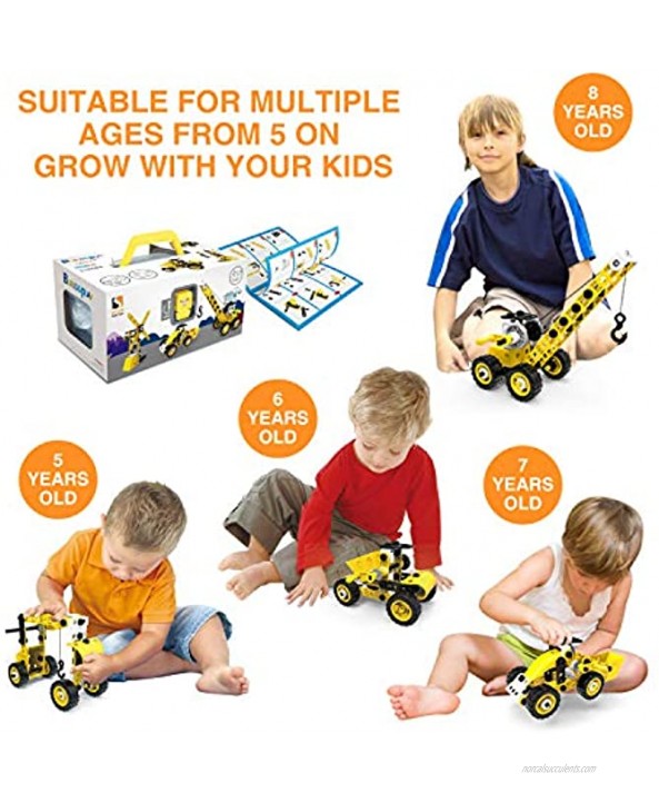 SZJJX STEM Building Toys 100 PCS 8-in-1 Learning Construction Toys for 5 Year Old Boys Erector Set Building Blocks Educational Toys for Kids 5-7 STEM Toys Gifts for 4 5 6 7 8 Year Old Boys Gilrs