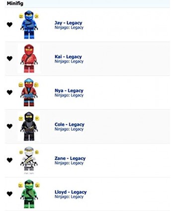 LEGO Ninjago Legacy Minifigure Combo Pack Lloyd Jay Kai Cole Zane NYA with Weapons