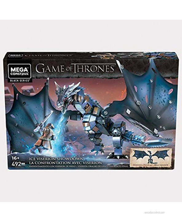 Mega Construx Game of Thrones Ice Viserion Showdown Construction Set with character figures Building Toys for Collectors 492 Pieces