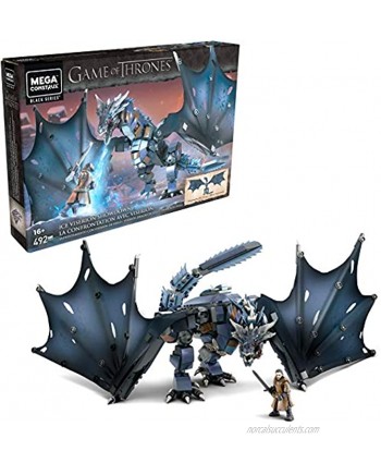Mega Construx Game of Thrones Ice Viserion Showdown Construction Set with character figures Building Toys for Collectors 492 Pieces