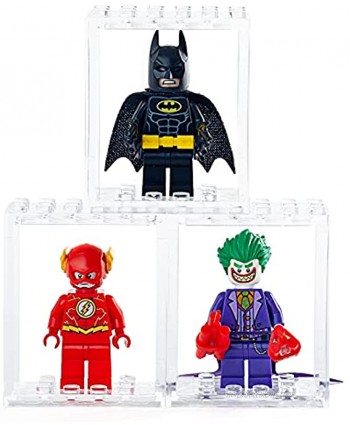 Minifigure Display Case Stand 2 Pack- Acrylic Stackable Boxes for Minifigures Best Cases for Protecting Organizing and Displaying Brick Figures