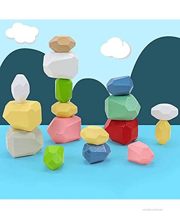 36 PCS Stacking Toys Wooden Building Blocks Balancing Stone Toys Sorting Rainbow Rocks Board Games Montessori Toys Preschool Learning Toys for Kids 3 4 5 Years Lightweight Natural Puzzle Family Games