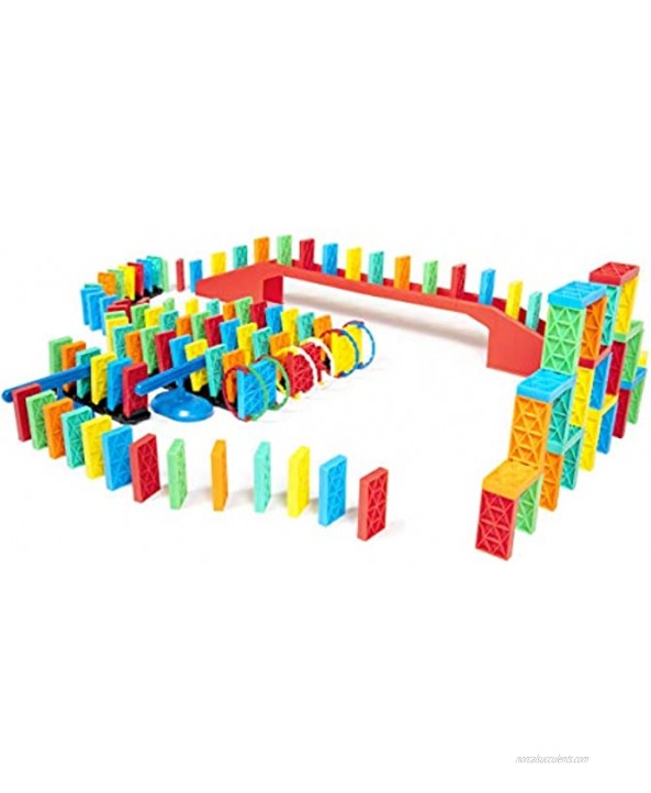 Bulk Dominoes 143 pcs Kinetic Dominoes Stacking Building Toppling Chain Reaction Dominoes Set for Kids and Creators Large PRO-Scale