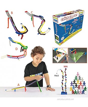 CLICK CLACK Kids Building Blocks Stem Construction Learning Toy Family Game Set Fun for Children Boys and Girls---Included Educational Games 20+