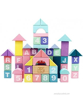 Educational Kids Toddler Wooden Building Blocks Set Toy 61 Pieces