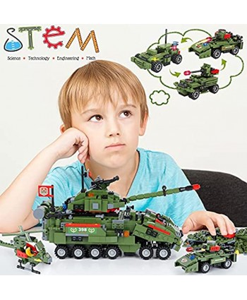 Exercise N Play City Military Army Tank T-90 Building Blocks Set with Helicopter Aromed Vehicles Airplane Boat Best Learning and Roleplay STEM Toy Gift for Boys and Girls Aged 6+ 1552 Pieces