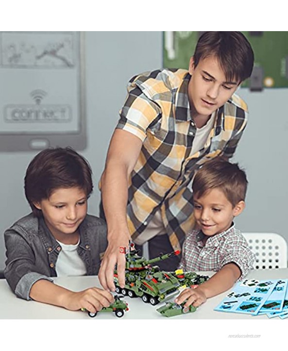Exercise N Play City Military Army Tank T-90 Building Blocks Set with Helicopter Aromed Vehicles Airplane Boat Best Learning and Roleplay STEM Toy Gift for Boys and Girls Aged 6+ 1552 Pieces