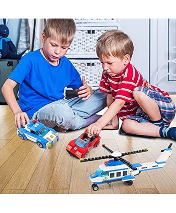 Exercise N Play City Police High-Speed Chase Building Toy with Cop Car Police Helicopter and Getaway Sports Car Cool Police Toy for Boys and Girls 6-12 409 Pieces