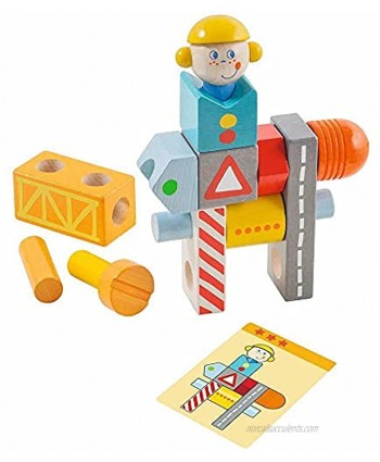 HABA Brain Builder Ben Stacking & Arranging Game with 14 Wooden Blocks & 20 Template Cards Ages 2-6