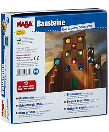 HABA Kaleidoscopic Building Blocks 13 Piece Set with Colored Prisms Made in Germany