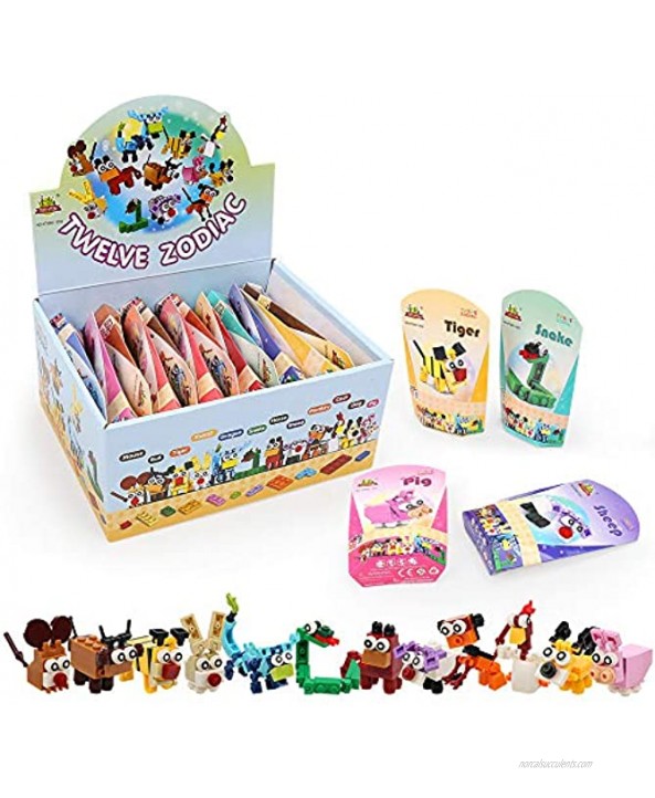 Party Favors for Kids Goodie Bag Fillers 12 Animals Building Blocks Birthday Party Supplies Gifts Prizes Stocking Stuffers STEM Educational Toys for Boys Girls 6-12 Set of 12