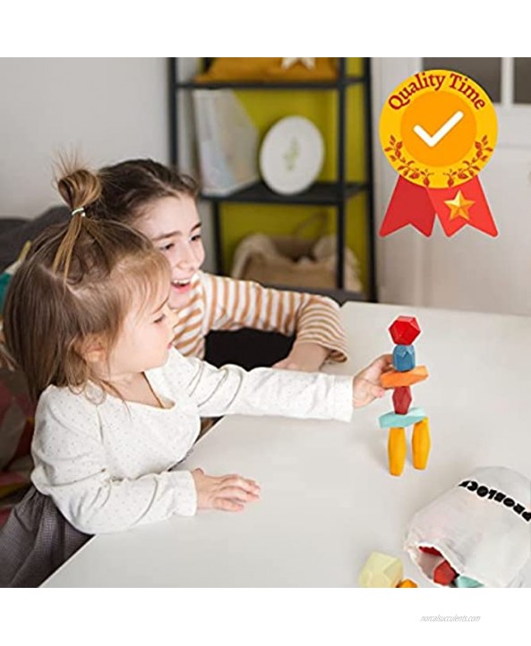PROBLOCKS Wooden Balancing Blocks Learning Creative and Educational Toys 24 Piece of Colorful Stacking Stones Suitable for 3 Year Old Kids and Up