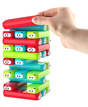 RVEE Stacking Board Games Timber Tower Building Blocks Colored Cartoon Plastic Tumbling Educational Toy Games for Kids Boys Girls