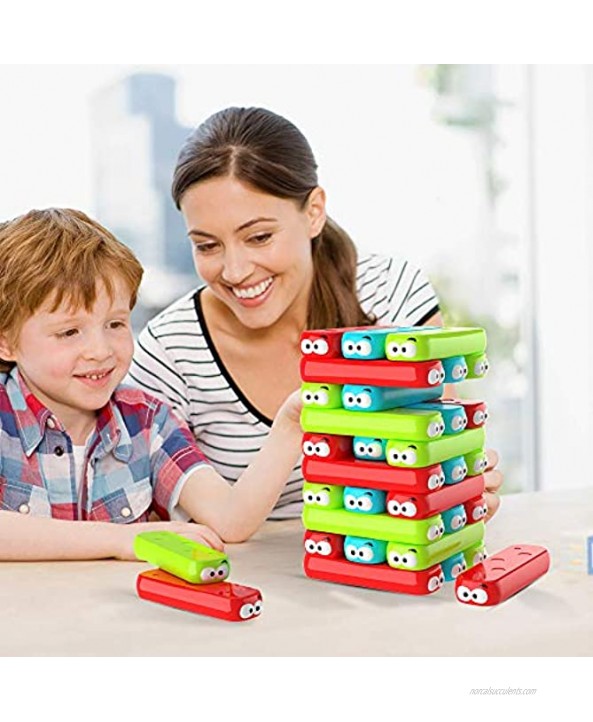 RVEE Stacking Board Games Timber Tower Building Blocks Colored Cartoon Plastic Tumbling Educational Toy Games for Kids Boys Girls