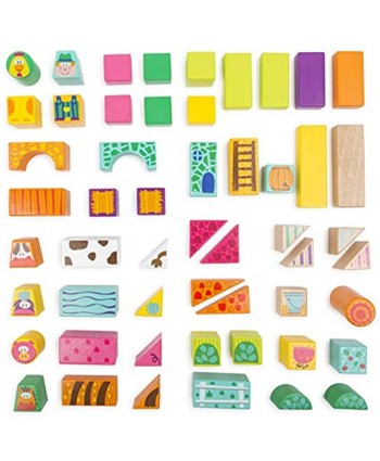 small foot wooden toys Farm Theme Wood and Knobs Building Blocks 80 Piece playset Designed for Children 12+ Months