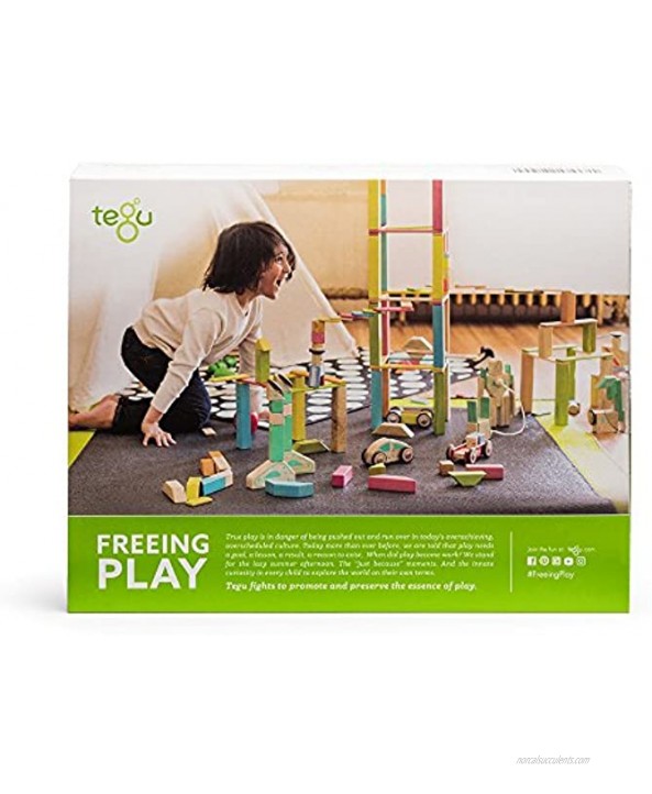 Tegu 42 Piece Magnetic Wooden Building Block Toy Set Expansion Pack Large Tints Girl-Boy Educational STEM Gift For Ages 1 2 3 4 5 6+ Years Old