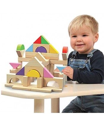 Top Right Toys Wood Kids Building Blocks for Kids 50 Pieces