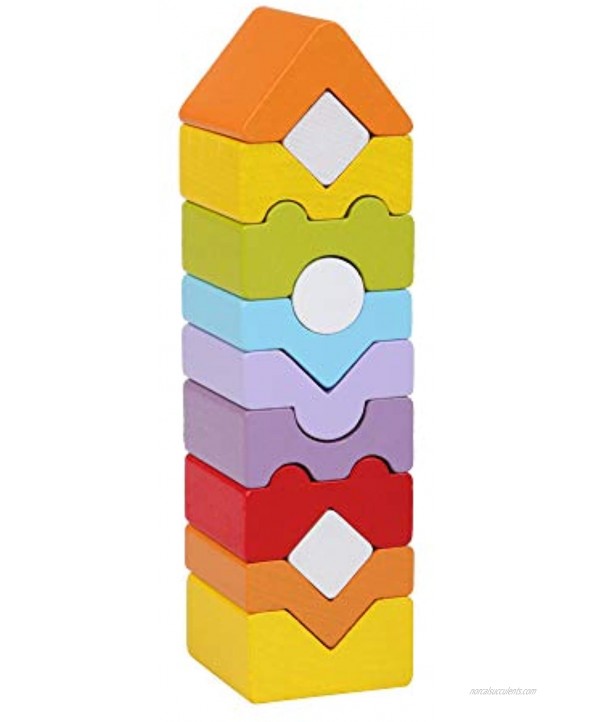Wise Elk Tower Stacking Blocks Building Blocks for Toddlers 1.5-3 Year Includes 12 Colored Building Blocks Wooden Building Blocks for Babies Wooden Blocks for Kids.