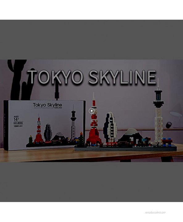 YUJNS Tokyo Skylines Micro Block Model Building Set Architecture Model Kit and Gift for Kids and Adults 1880 Pieces （with Color Package Box）
