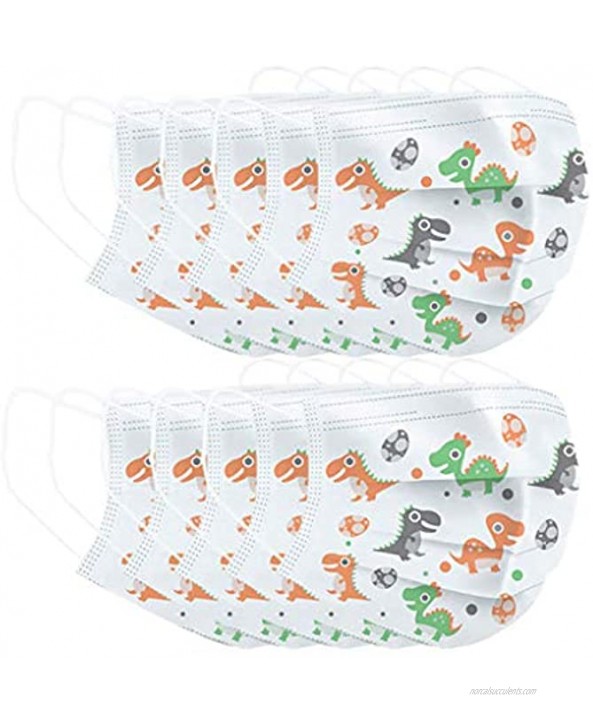 10Pcs Disposable Face Bandanas with Cute Dinosaur Pattern for Kids 3 Ply Non-Woven Fabric