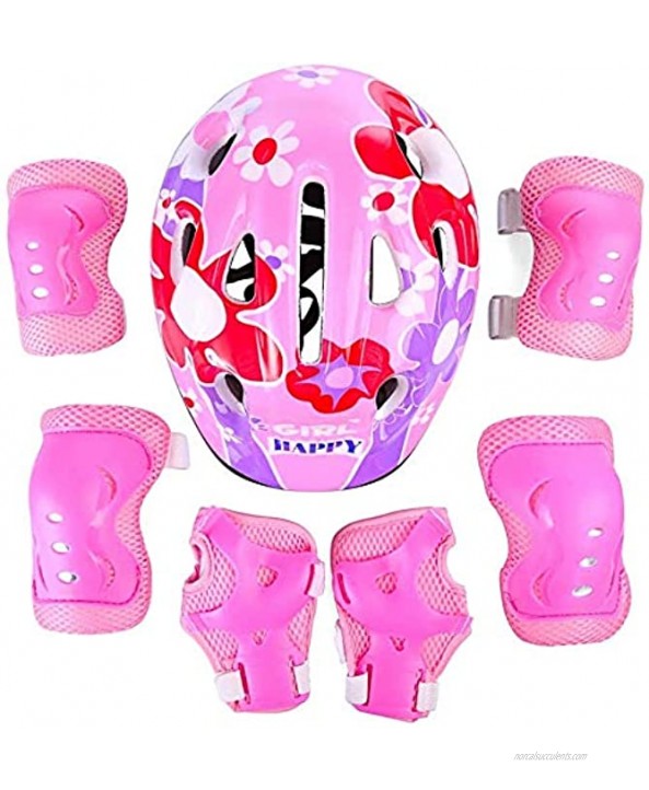 Kids Helmet Knee Pads Set Sports Protective Gear Kit Include Knee Elbow Wrist Pads for Roller Bike Skateboard for Toddler Age 5-12 Boys Girls