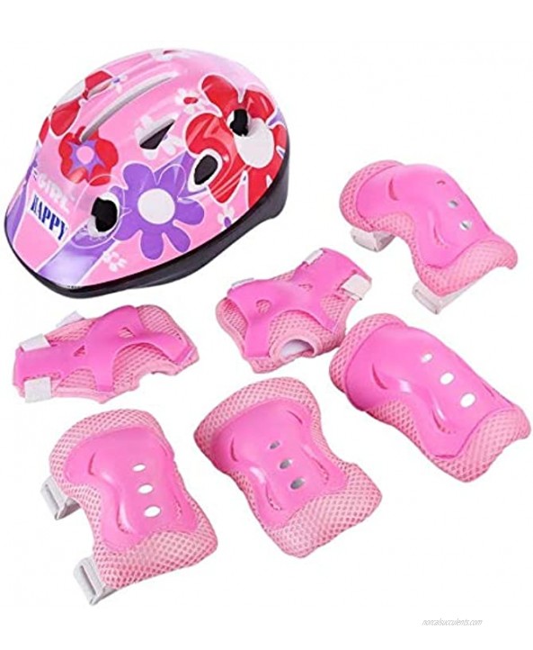 Kids Helmet Knee Pads Set Sports Protective Gear Kit Include Knee Elbow Wrist Pads for Roller Bike Skateboard for Toddler Age 5-12 Boys Girls