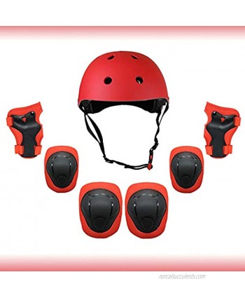 LPing Kids Bike Helmet and Pads Set Adjustable Kids Skateboard Helmet Knee Pads Elbow Pads Wrist Pads for Skateboard Roller Cycling Skating