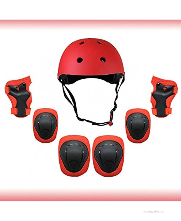 LPing Kids Bike Helmet and Pads Set Adjustable Kids Skateboard Helmet Knee Pads Elbow Pads Wrist Pads for Skateboard Roller Cycling Skating