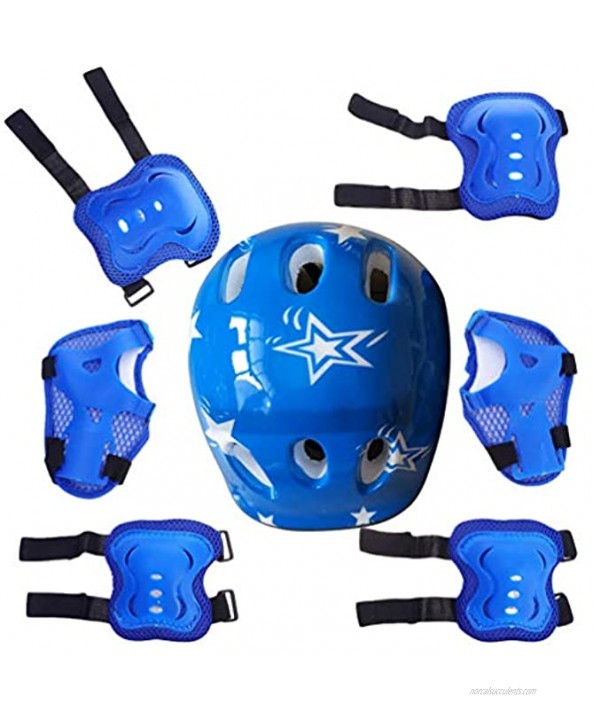 NUOBESTY Kids Bike Helmet Cycle Helmet for Kids Protective Gear Set Skateboard Knee Elbow Pads Adjustable Skating Helmet Kits 7pcs in 1