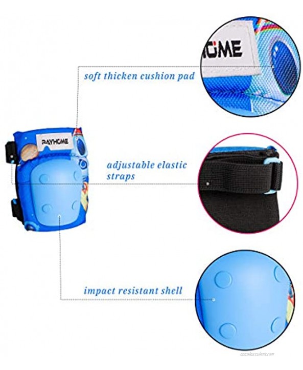 Rayhome Skateboard Skate Protection Pads Set Sports Protective Gear Set Knee Elbow Wrist Guards Pads for Skateboard Bike Roller Skating Cycling Scooter Hiking Hoverboard Blue Medium
