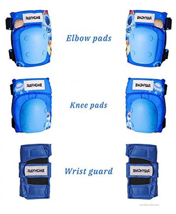 Rayhome Skateboard Skate Protection Pads Set Sports Protective Gear Set Knee Elbow Wrist Guards Pads for Skateboard Bike Roller Skating Cycling Scooter Hiking Hoverboard Blue Medium