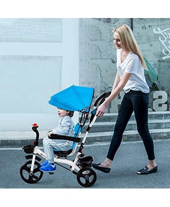 【Fast Delivery】Baby Tricycle 5 in 1 Toddlers Ride-On Tricycle Trike Stroller w Storage Basket Sunshade Push Handle Safety Pedal Toddler Steel Play for Ages 6 Months 6 Years