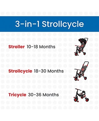 Galileo with Deluxe Canopy 3 in 1 Stroller Tricycle No Assembly Required Red