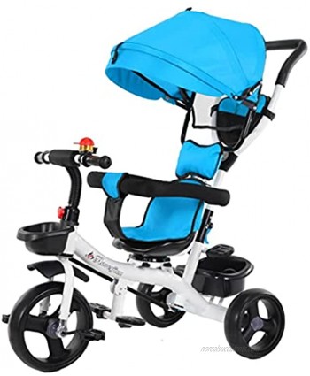 Huokan Toddler Tricycle Stroller Compact Bike Stroller for Kids Easy Push Tricycle Kids Stroller Toddler Bike with Foldable Pedal Sunshade Storage Basket Baby Tricycle for Boys & Girls Blue