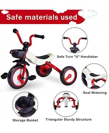 Kinbor Kids Trike Toddlers Tricycle Stroller Trike 3 Wheel Pedal Bike for 3-5 Years Old Boys & Girls Safe Design & Non-Slip Handlebar