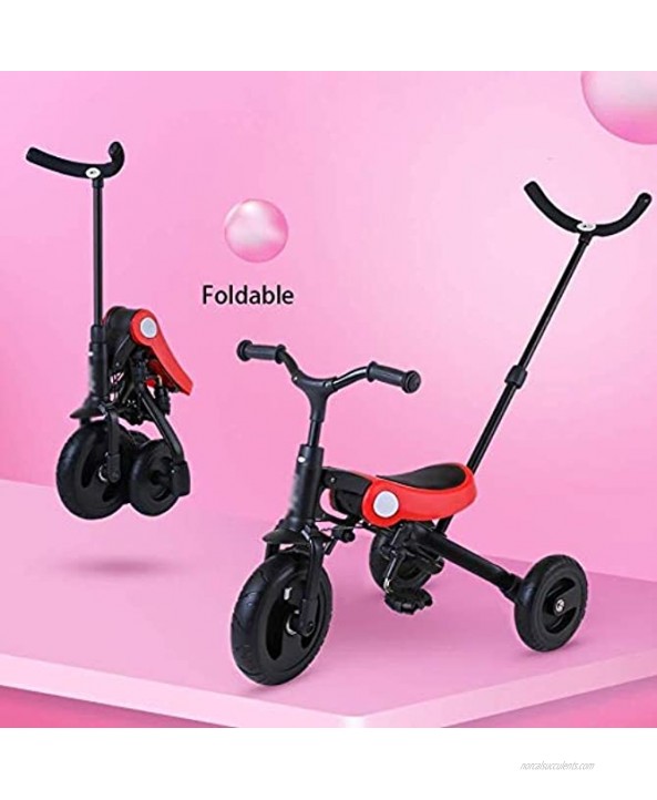 LIYANSHENGDQ Kids' Tricycles Children's Tricycle Pedal Bicycle 2-3-6 Years Old Baby Bicycle Foldable with Parents Push The Handle Color : Red