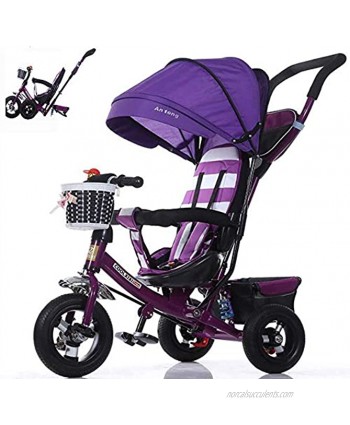 NUBAO Stroller Wagon Baby Trike Foldable,3 Wheel Push Maximum 4 in 1 Childrens Folding Tricycle for 6 Months to 5 Years Weight 30 kg Color : Purple Over 1 Year Old Girl Gifts
