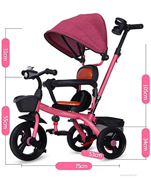 NUBAO Stroller Wagon Tricycle Kids Trike Pedal 3 Wheel Children Baby Toddler with Push Handle Removable Canopy Reversible Seat Color : A Over 1 Year Old Girl Gifts
