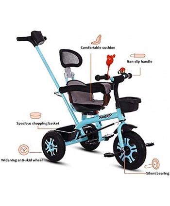 SJMFGF Stroller Wagon Baby Trike Childrens Tricycle for 18 Months to 5 Years with Multi-Function 3 Wheel Push Trikes Maximum Load Bearing 30 kg Over 1 Year Old Girl Gifts Color : Blue