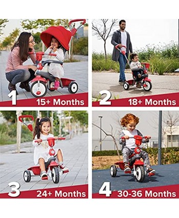 smarTrike Breeze Plus Toddler Tricycle Push Bike – Adjustable Trike for Baby Toddler Infant Ages 15 Months to 3 Years Red