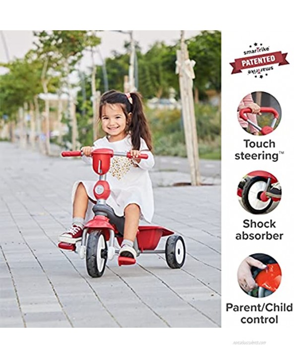 smarTrike Breeze Plus Toddler Tricycle Push Bike – Adjustable Trike for Baby Toddler Infant Ages 15 Months to 3 Years Red